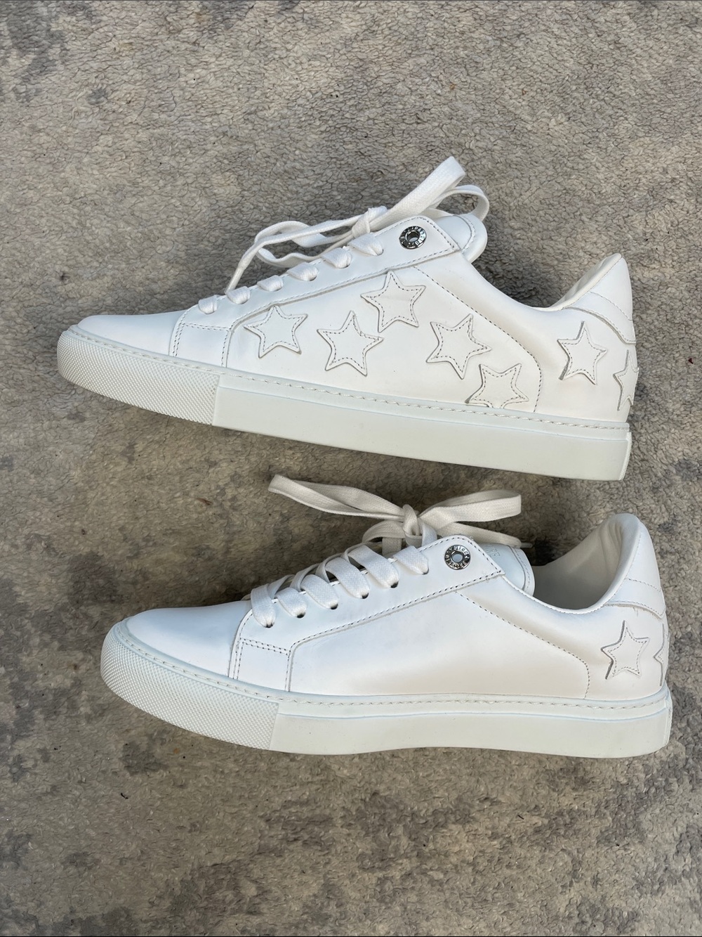 New Zadig & Voltaire Star Smooth Leather Low Top Sneakers White Sz 41 - Picture 10 of 11